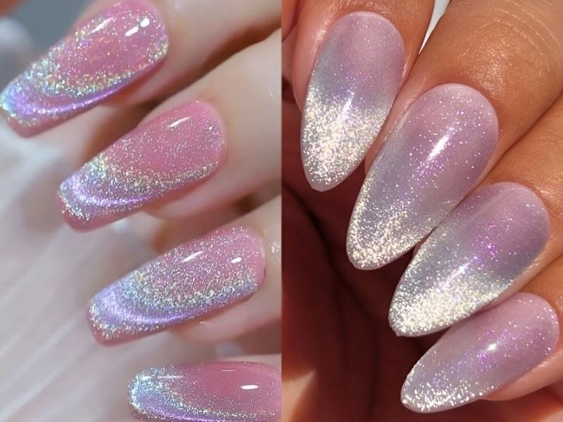 Những mẫu nail ombre kim tuyến hồng - Hình số 2