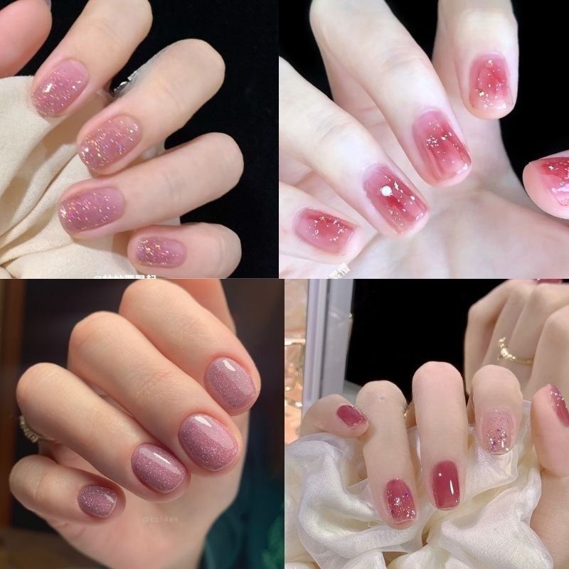Những mẫu nail ombre kim tuyến hồng - Hình số 3
