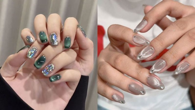 Những những mẫu nail mắt mèo kim cương đính đá - Hình số 10
