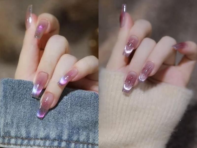 Những những mẫu nail mắt mèo kim cương ombre - Hình số 3