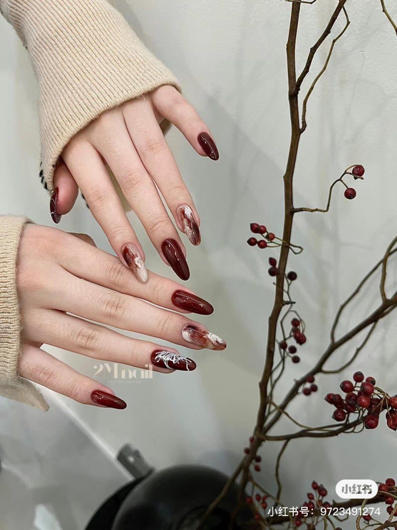 Những mẫu nail tay nhẹ nhàng móng nhọn - Hình số 6