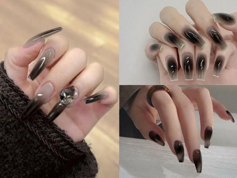 Những nail màu đen sang chảnh đơn giản - Hình số 3