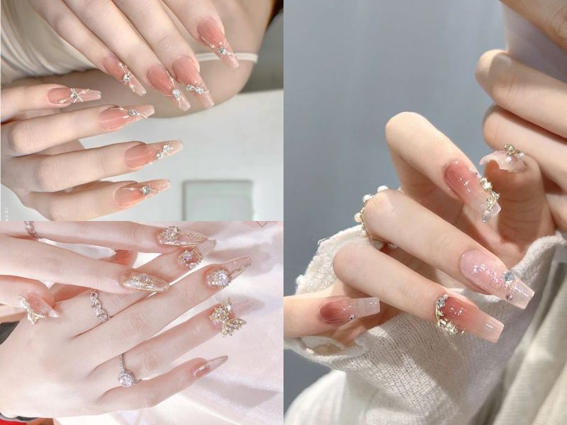Những mẫu nail sơn thạch đính đá đẹp - Hình số 9