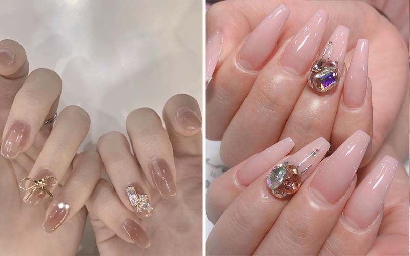 Những mẫu nail sơn thạch đẹp đính đá - Hình số 10