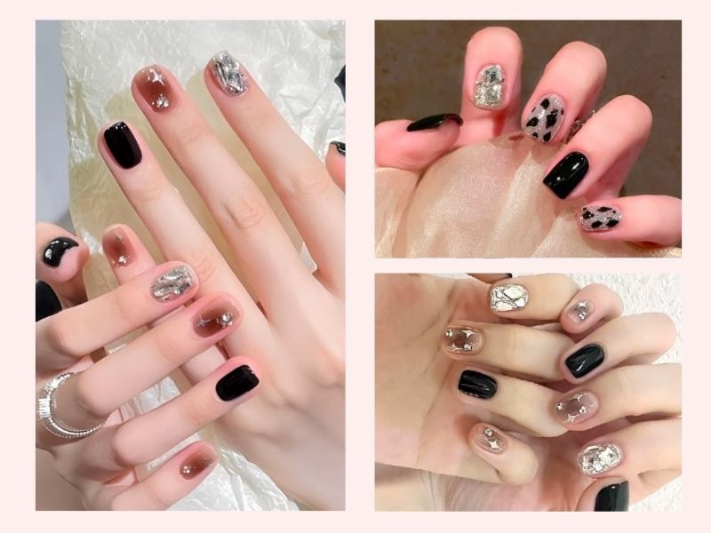 Những mẫu nail móng vuông ngắn đính đá - Hình số 9