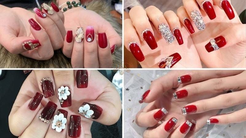 Những mẫu nail tết màu đỏ - Hình số 1