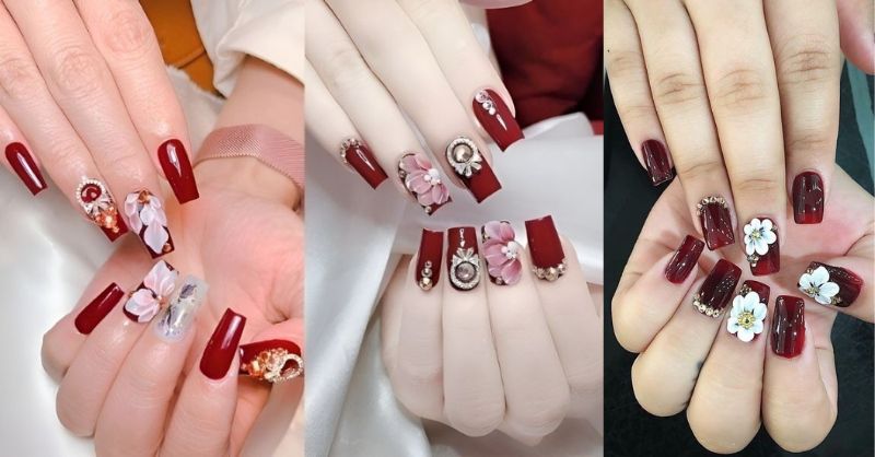 Những mẫu nail tết màu đỏ - Hình số 6
