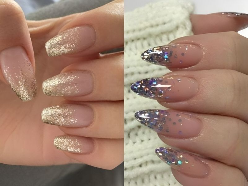 Những mẫu nail ombre kim tuyến đẹp - Hình số 10