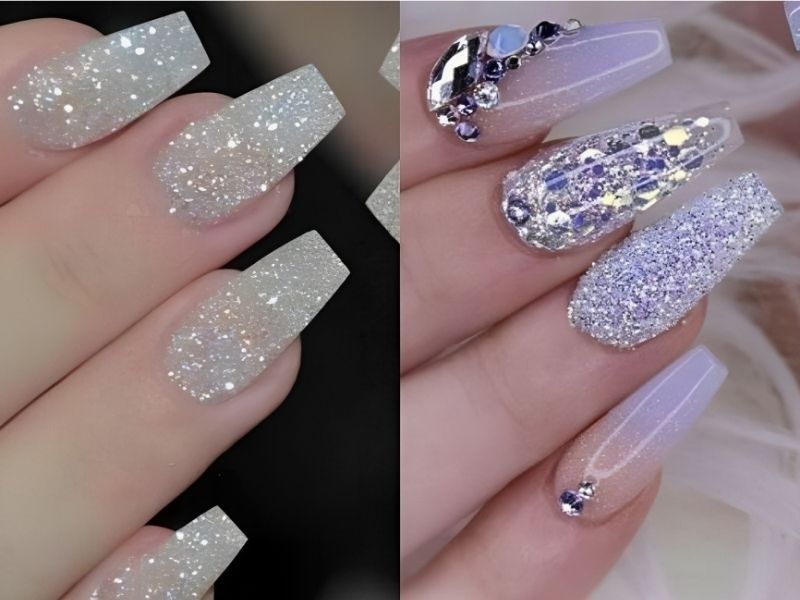 Những mẫu nail sơn thạch đẹp kim tuyến - Hình số 3