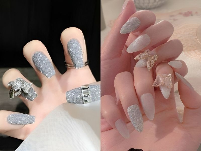 Những mẫu nail sơn thạch đẹp kim tuyến - Hình số 8