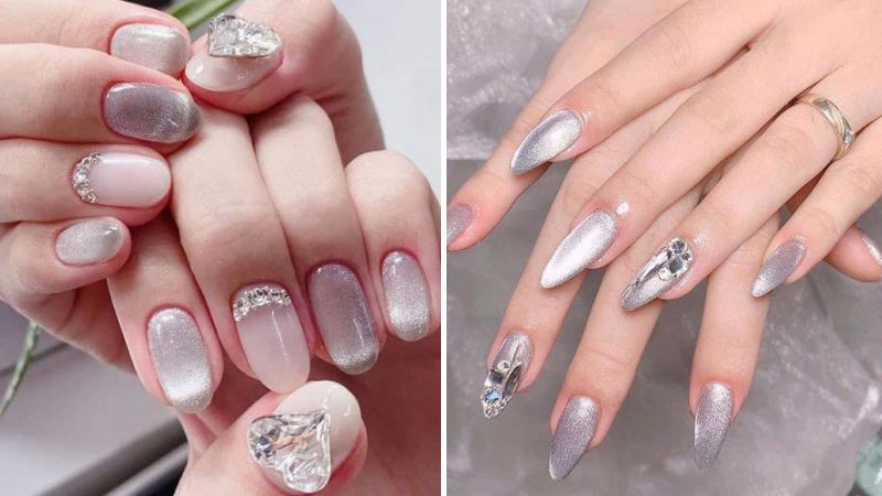 Những mẫu nail sơn thạch đính đá cho tay - Hình số 3