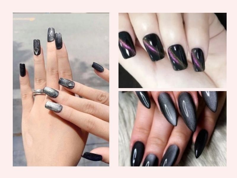 Những nail màu đen sang chảnh mắt mèo - Hình số 7