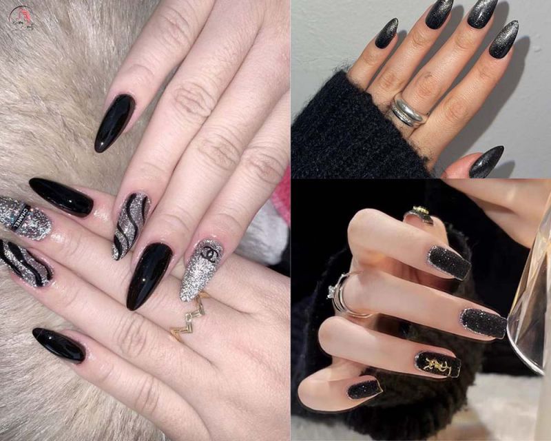 Những nail màu đen sang chảnh mắt mèo - Hình số 1