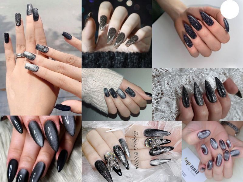 Những nail màu đen sang chảnh mắt mèo - Hình số 2