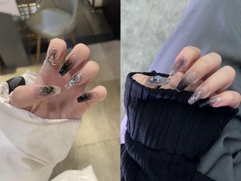 Những nail màu đen sang chảnh mắt mèo - Hình số 3