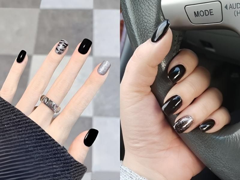 Những nail màu đen sang chảnh mắt mèo - Hình số 4