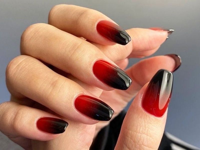 Những mẫu nail màu đỏ cherry ombre - Hình số 3
