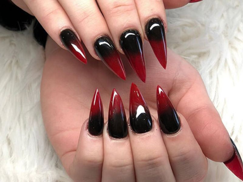 Những mẫu nail màu đỏ cherry ombre - Hình số 4