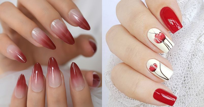 Những mẫu nail màu đỏ cherry ombre - Hình số 5