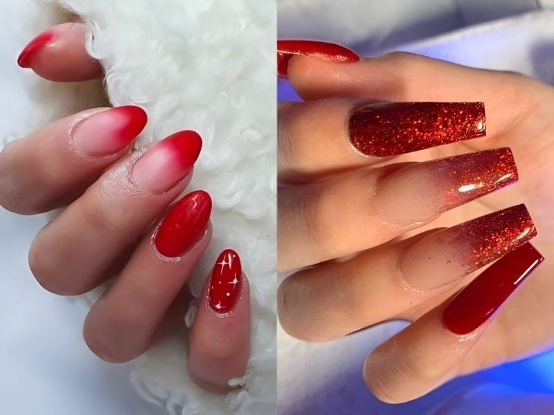 Những mẫu nail màu đỏ cherry ombre - Hình số 6