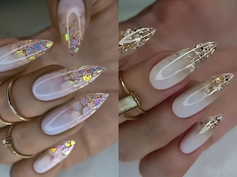 Những mẫu nail ombre kim tuyến thạch - Hình số 7