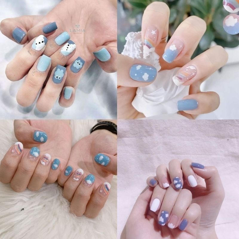 Những nail màu xanh dương nhạt cá tính - Hình số 3