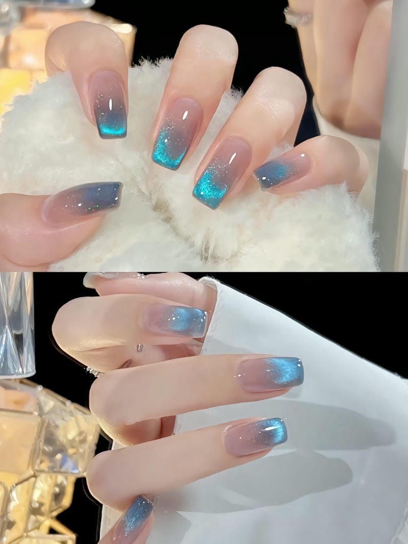 Những nail màu xanh dương nhạt cá tính - Hình số 7
