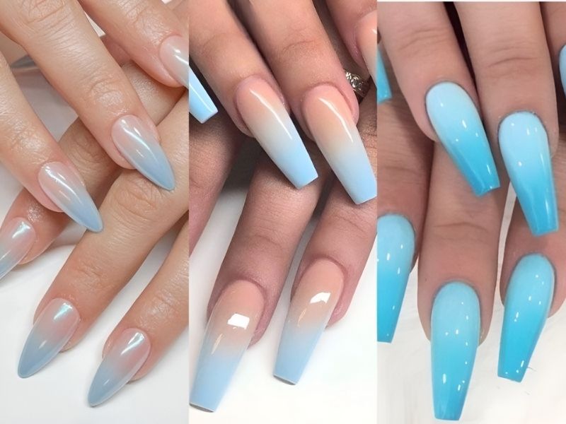 Những nail màu xanh dương nhạt cá tính - Hình số 8