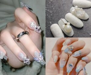 Những mẫu nail sơn thạch đính đá noel - Hình số 9