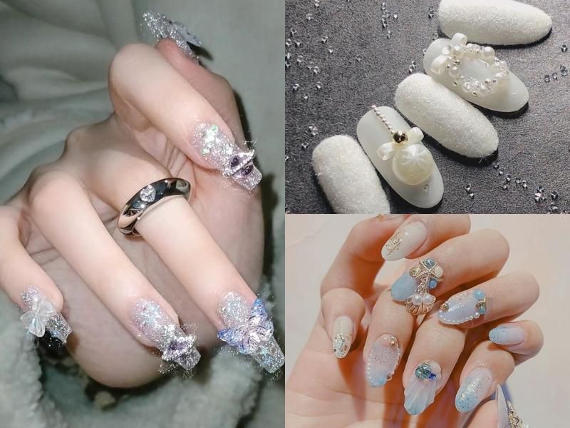 Những mẫu nail sơn thạch đính đá noel - Hình số 9