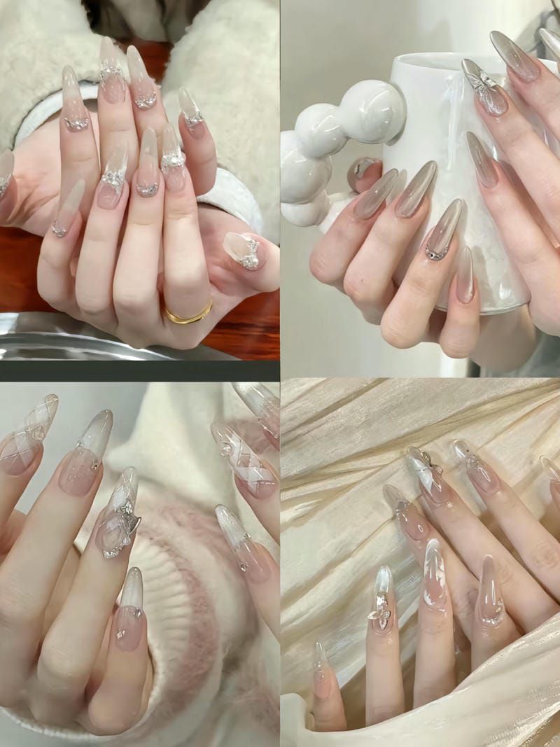 Những mẫu nail sơn thạch đính đá noel - Hình số 7