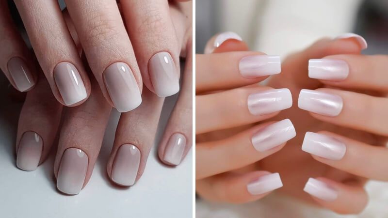 Những nail màu trắng gạo ombre - Hình số 7