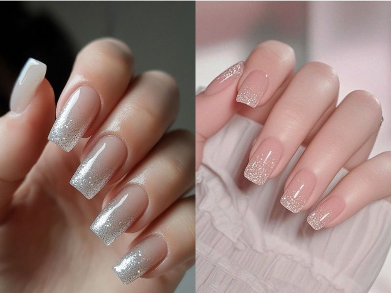 Những nail màu trắng gạo ombre - Hình số 8