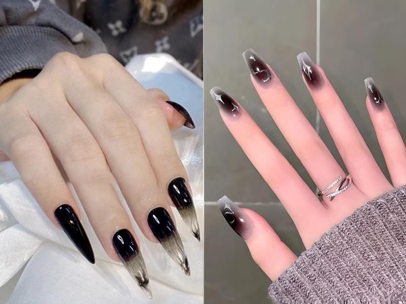 Những nail màu đen sang chảnh đẹp - Hình số 8