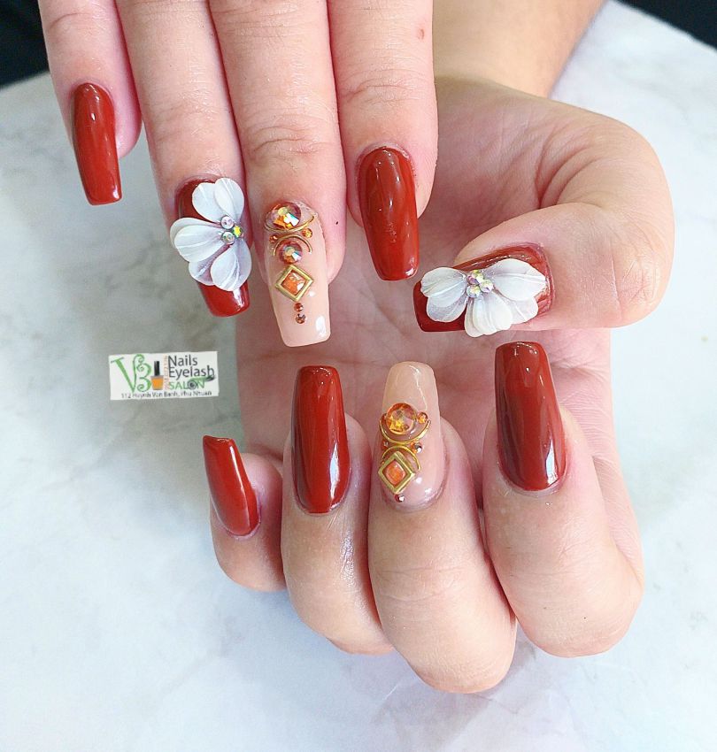 Những mẫu nail tết màu đỏ 2026 - Hình số 7