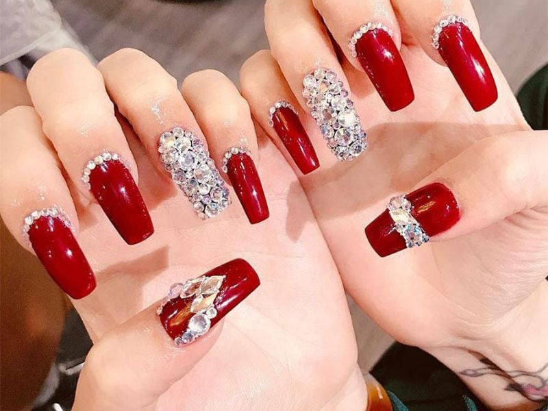 Những mẫu nail tết màu đỏ đẹp - Hình số 6