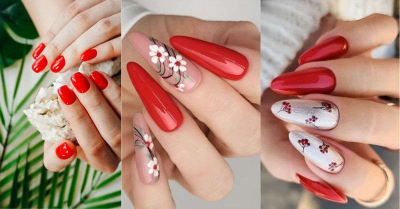 Những mẫu nail tết màu đỏ đẹp - Hình số 9