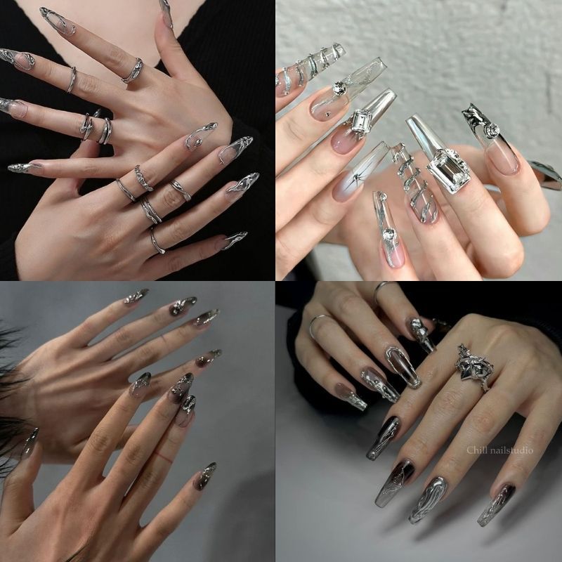 Những mẫu nail tráng gương nổi - Hình số 1