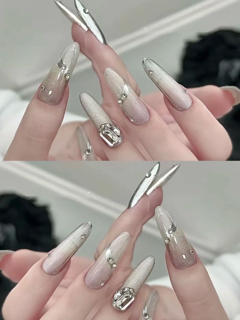 Những mẫu nail tráng gương nổi - Hình số 2