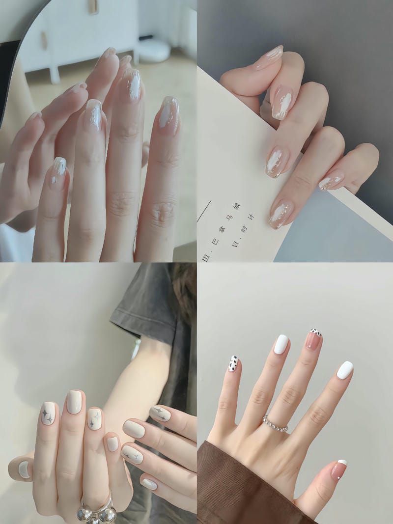 Những nail màu trắng sữa móng ngắn - Hình số 8