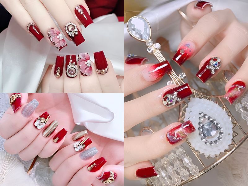 Những mẫu nail cô dâu vuông - Hình số 4