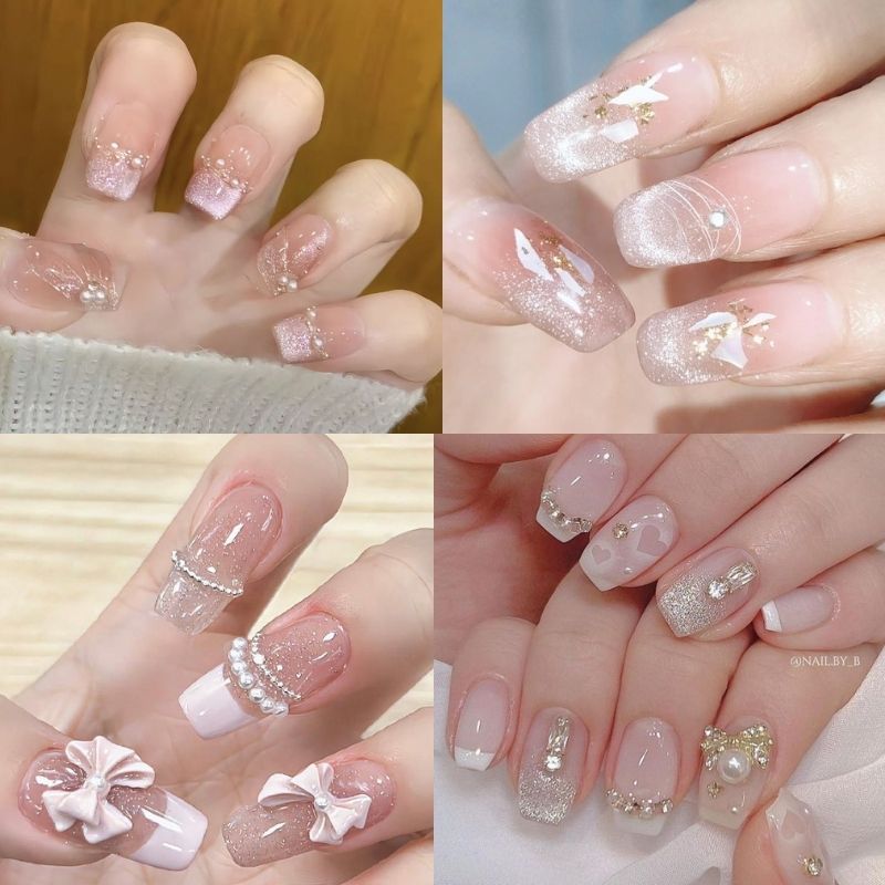 Những mẫu nail cô dâu vuông - Hình số 6