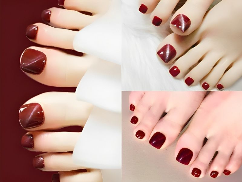 Những mẫu nail màu đỏ cherry mắt mèo - Hình số 5