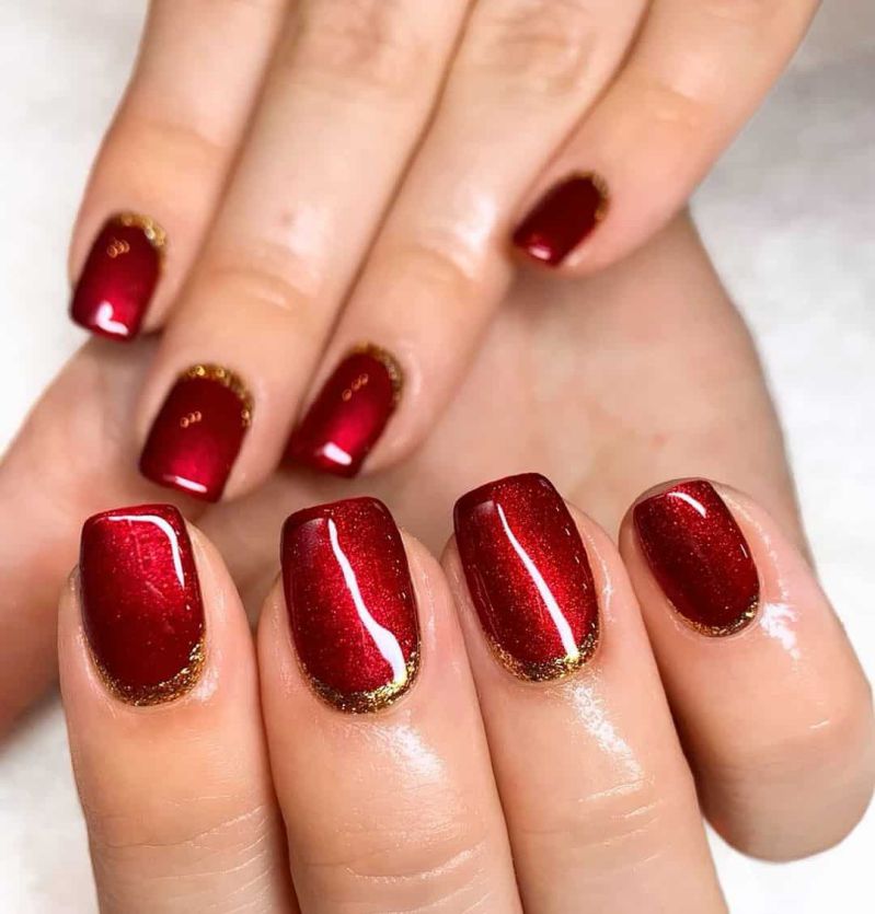 Những mẫu nail màu đỏ cherry mắt mèo - Hình số 6