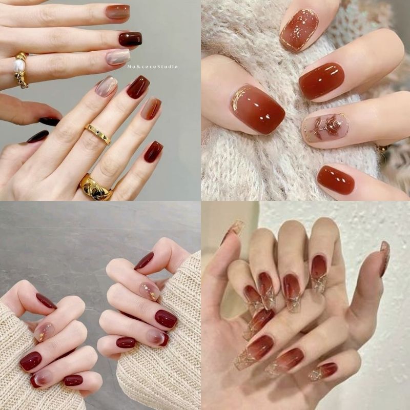 Những mẫu nail màu đỏ cherry mắt mèo - Hình số 9