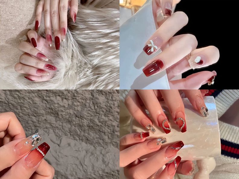 Những mẫu nail móng tay giả đẹp đính đá - Hình số 9