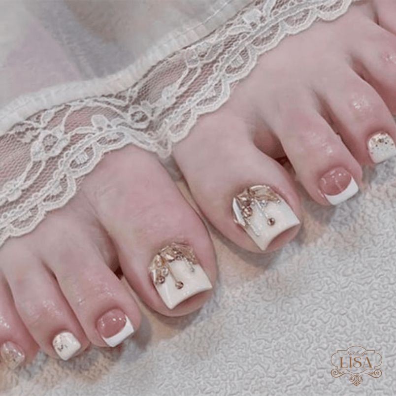 Những mẫu nail sơn thạch đính đá cho chân - Hình số 10