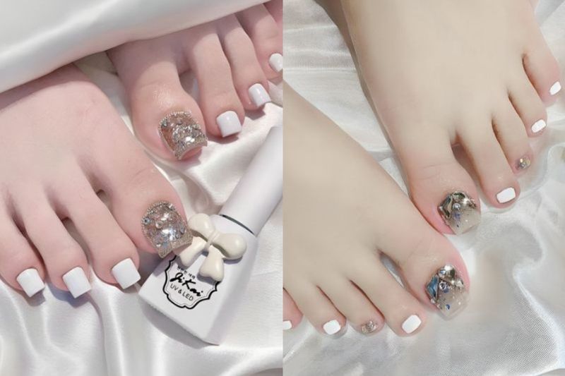 Những mẫu nail trắng sang chảnh cho chân - Hình số 7