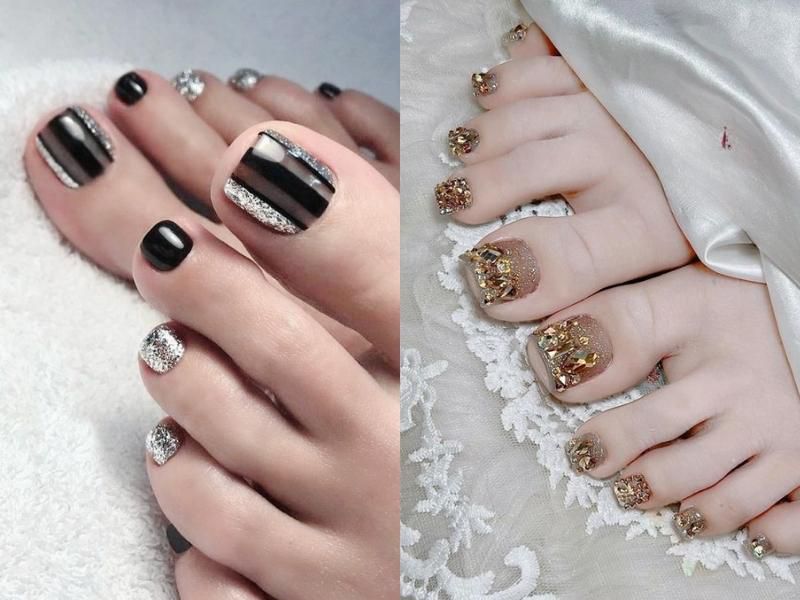 Những màu nail chân đẹp cho da ngăm kim tuyến - Hình số 3