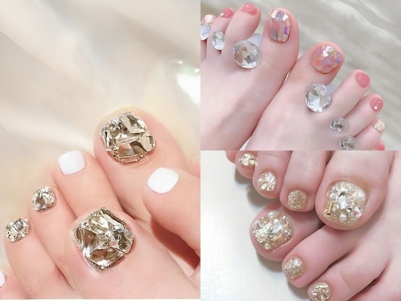 Những màu nail chân đẹp cho da ngăm đính đá - Hình số 10